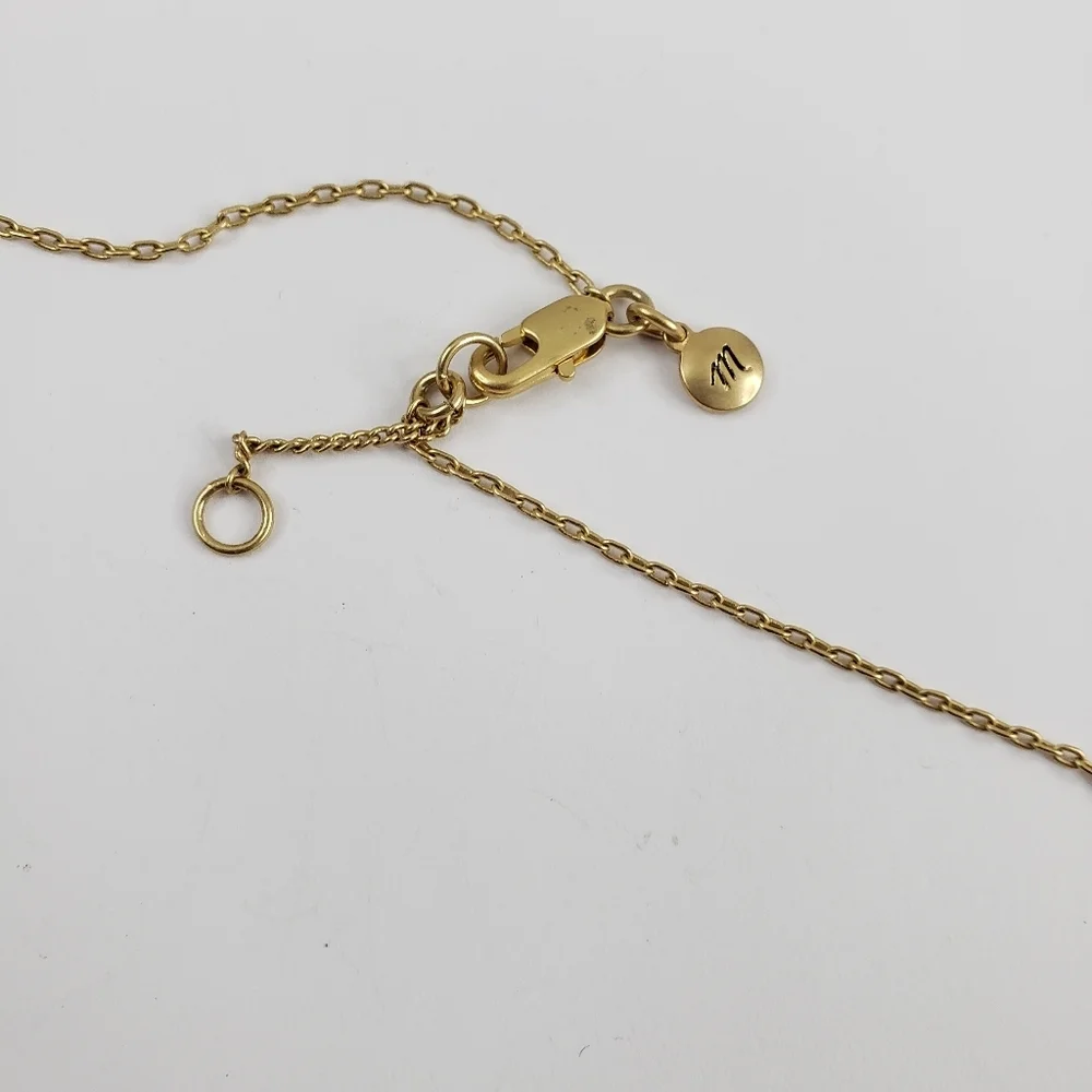 Madewell curved bar necklace - art deco pendants gold + silver tone + red brown - Picture 8 of 9